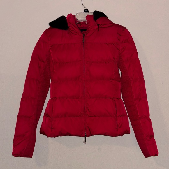 ARMANI JEANS Faux Fur Trim Down Puffer Jacket - Picture 1 of 10